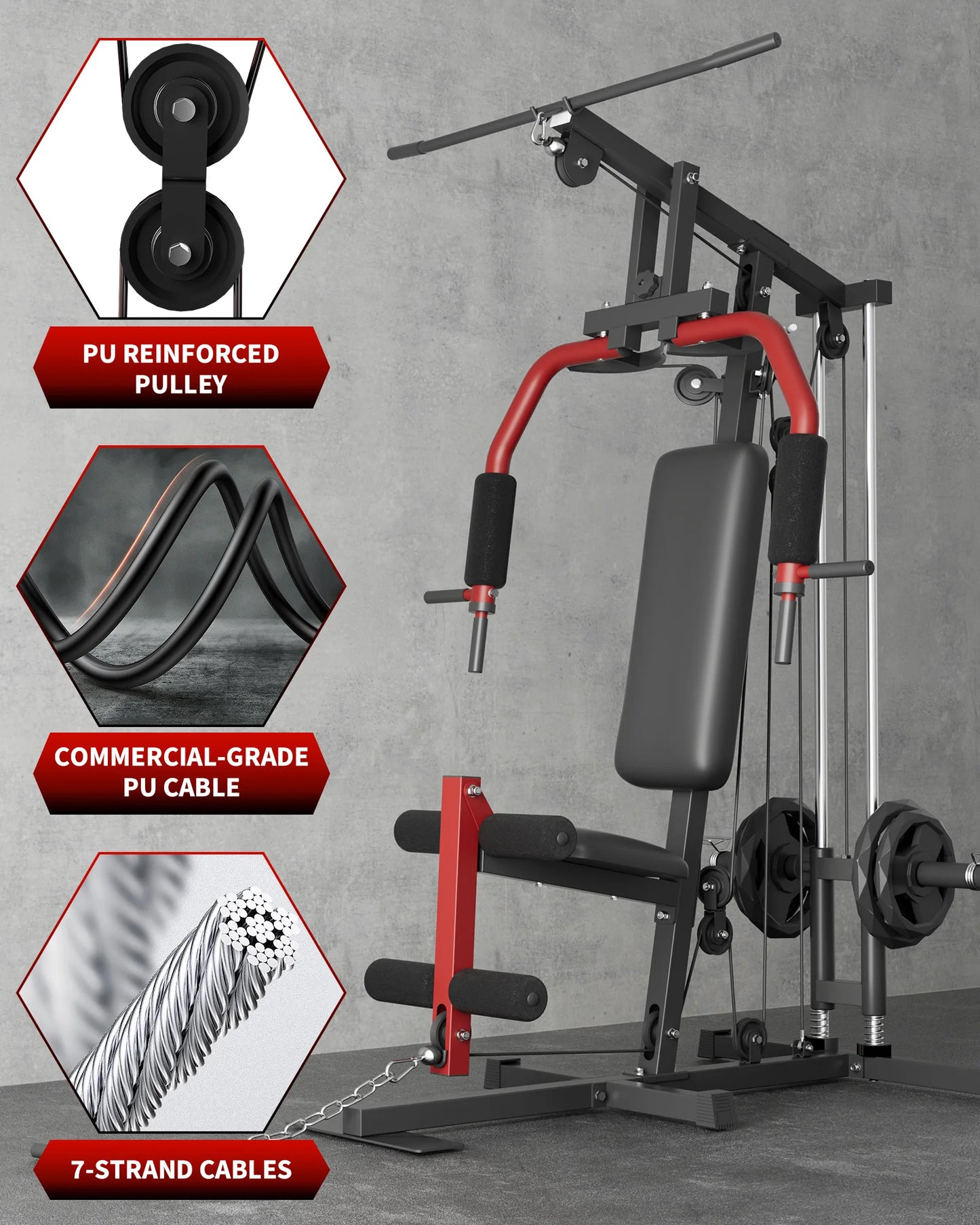 HiMISS 5-In-1 Home Gym Lat Pulldown Chest Press Exercise Machine