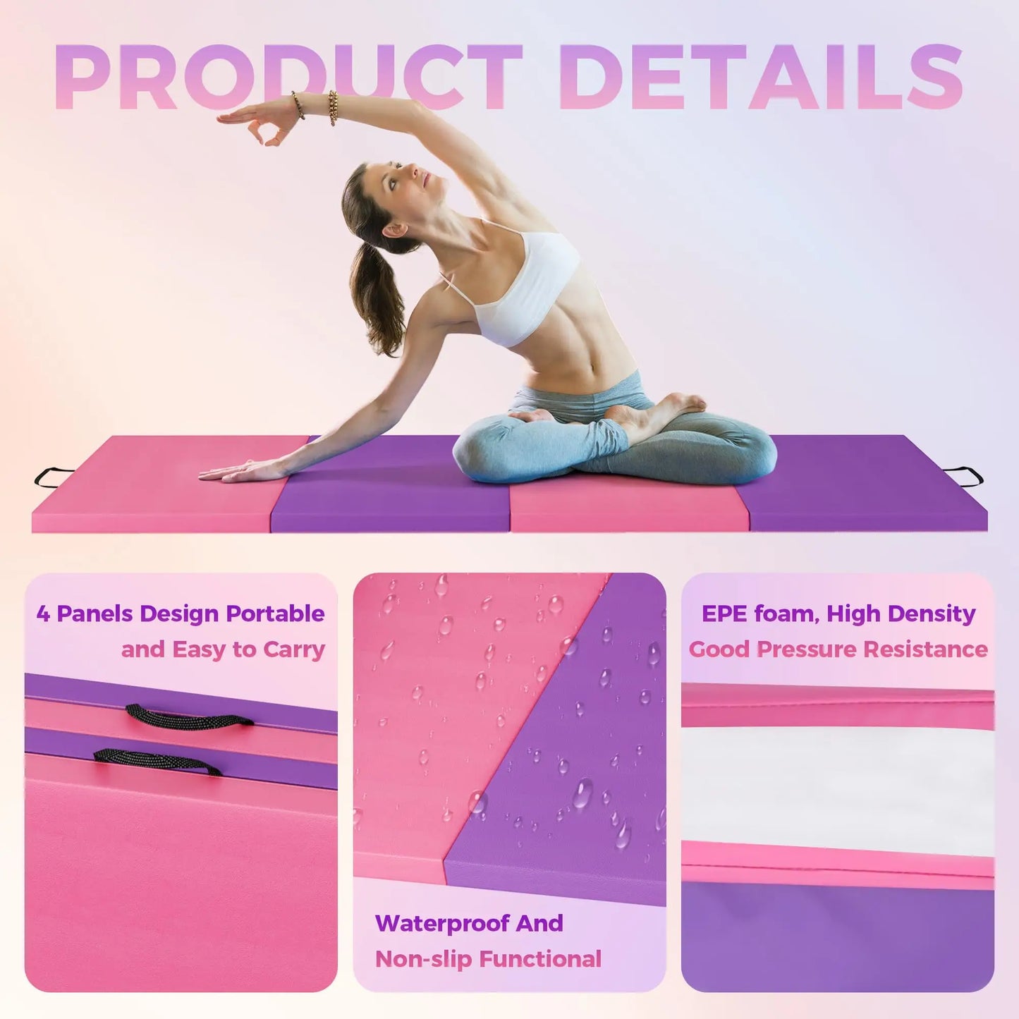 HiMISS Foldable Gymnastics Mat For Home Exercise And Fitness