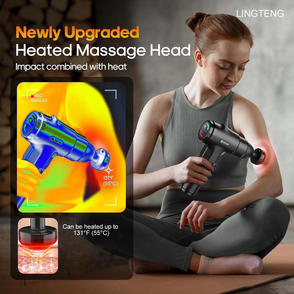 Lingteng Heating Percussion Massage Gun For Deep Tissue Relief