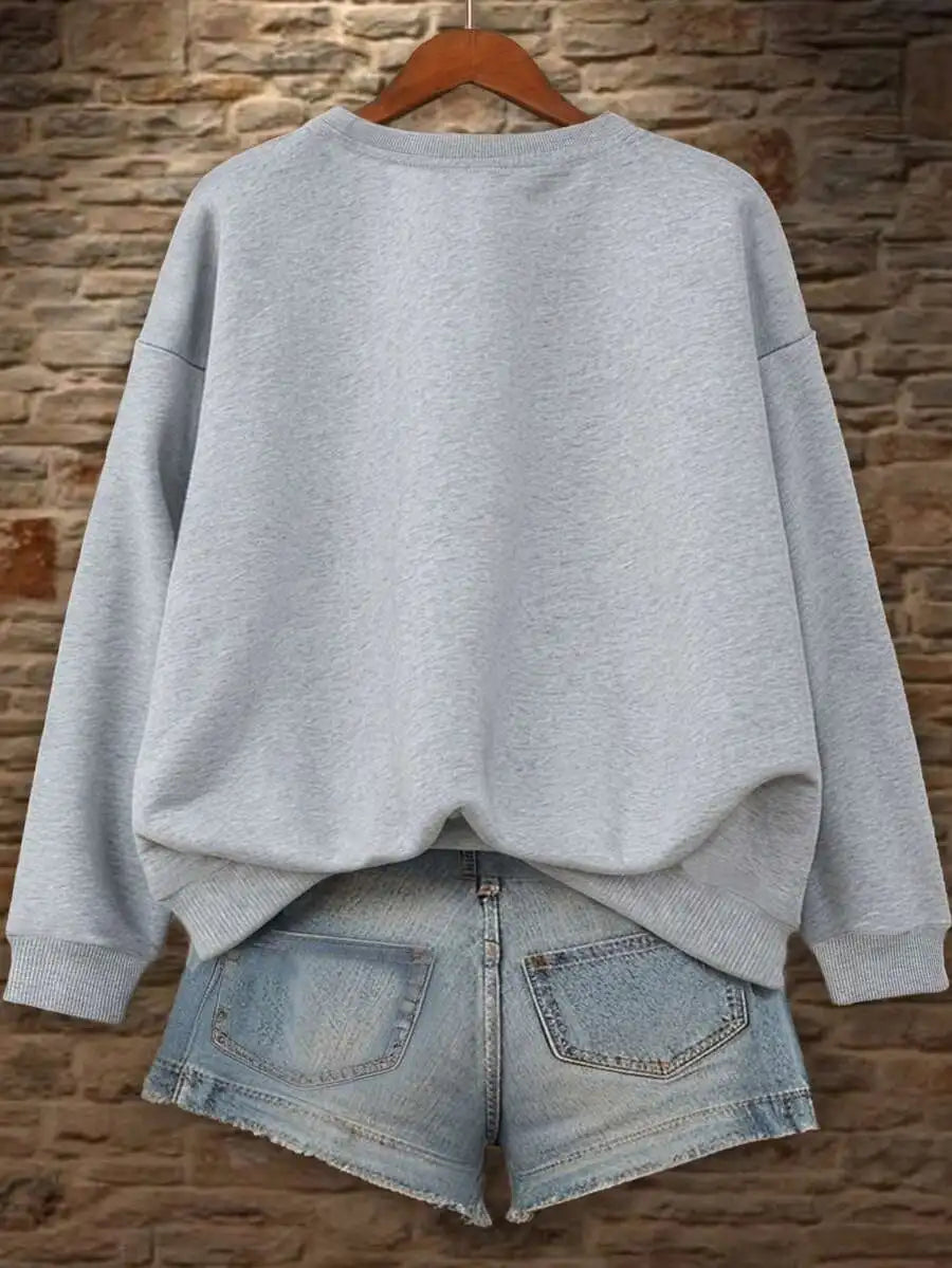 Too Tired To Function Funny Slogan Printed Crewneck Sweatshirt