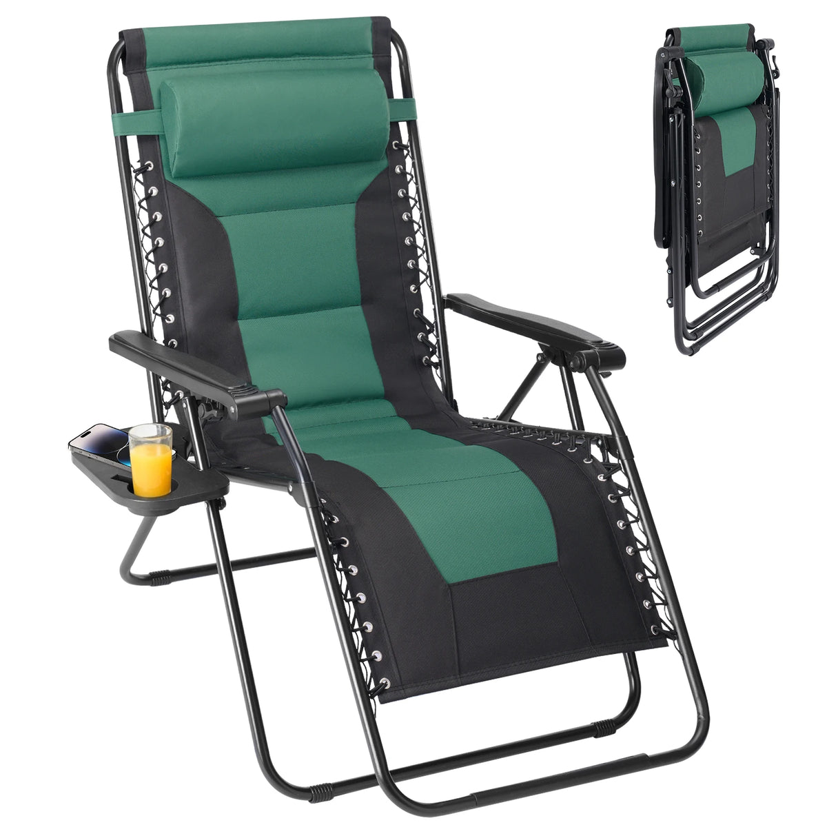 JHK Zero Gravity Foldable Reclining Patio Lounge Chair