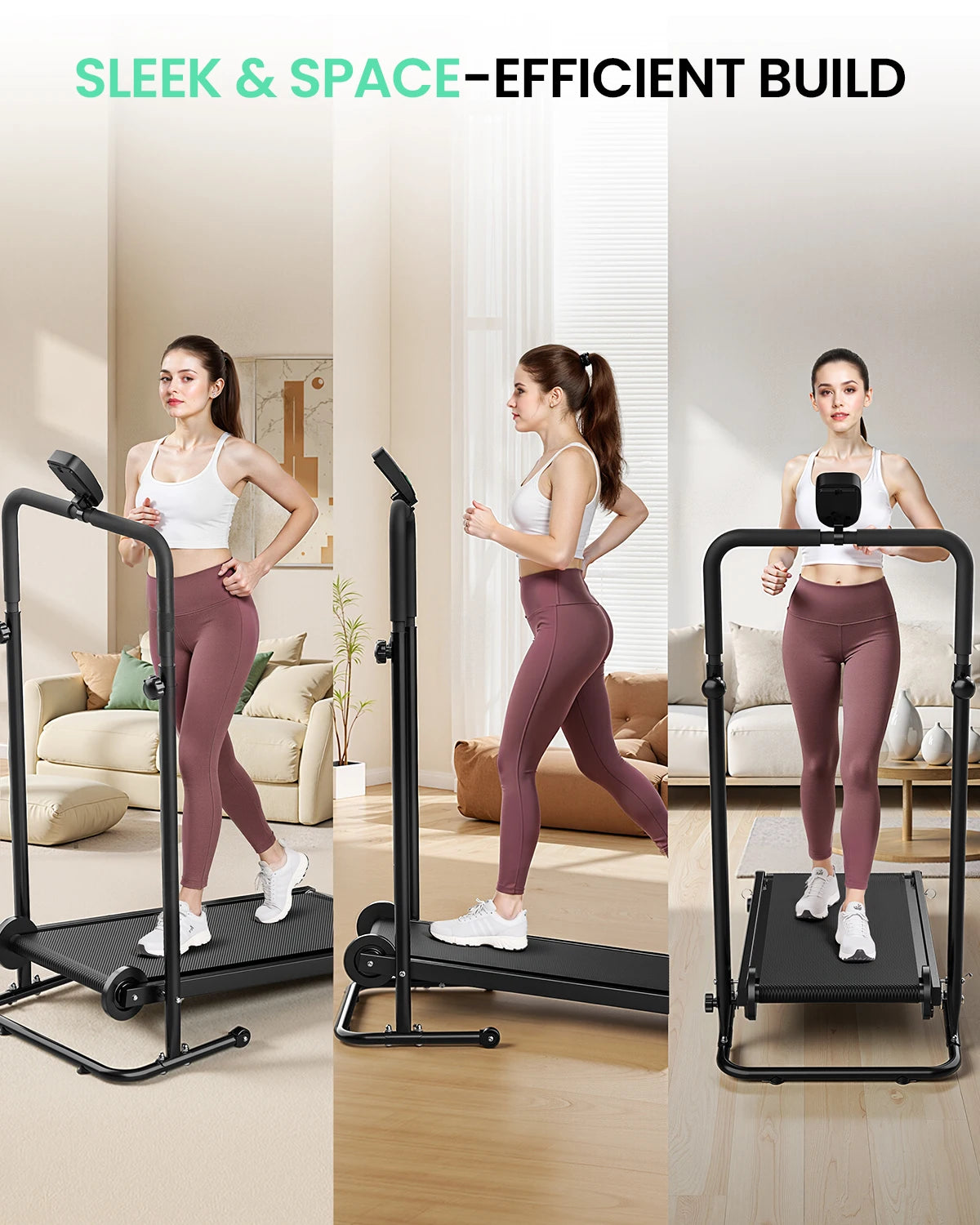 AKLUER Manual Treadmill With Dual Flywheel And Fixed Incline