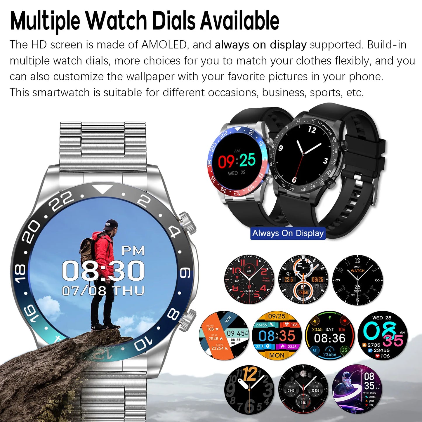 Mens Smartwatch Bluetooth Calling Fitness Tracker With Heart Rate Monitor