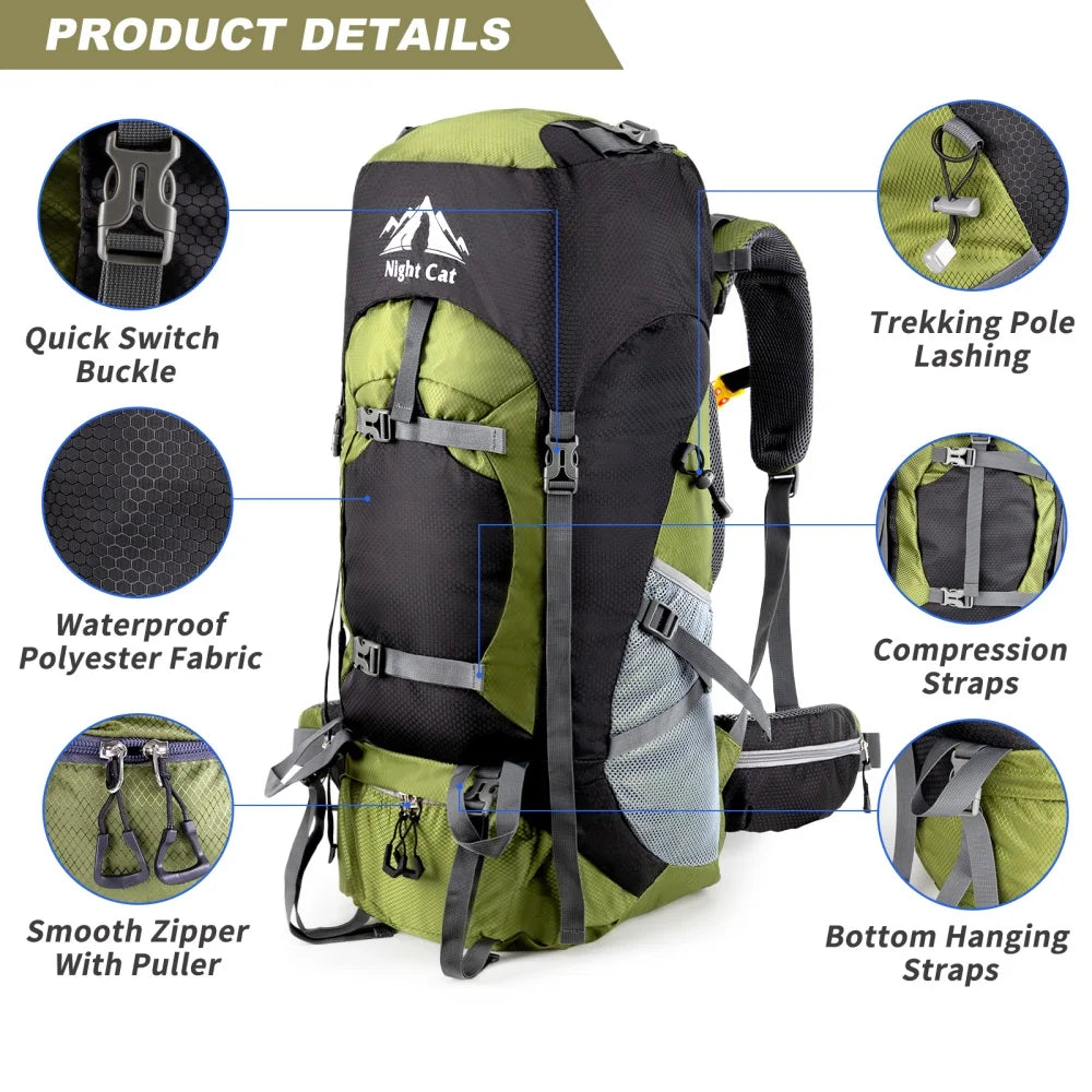 Night Cat Lightweight Waterproof Hiking Backpack For Outdoor Camping