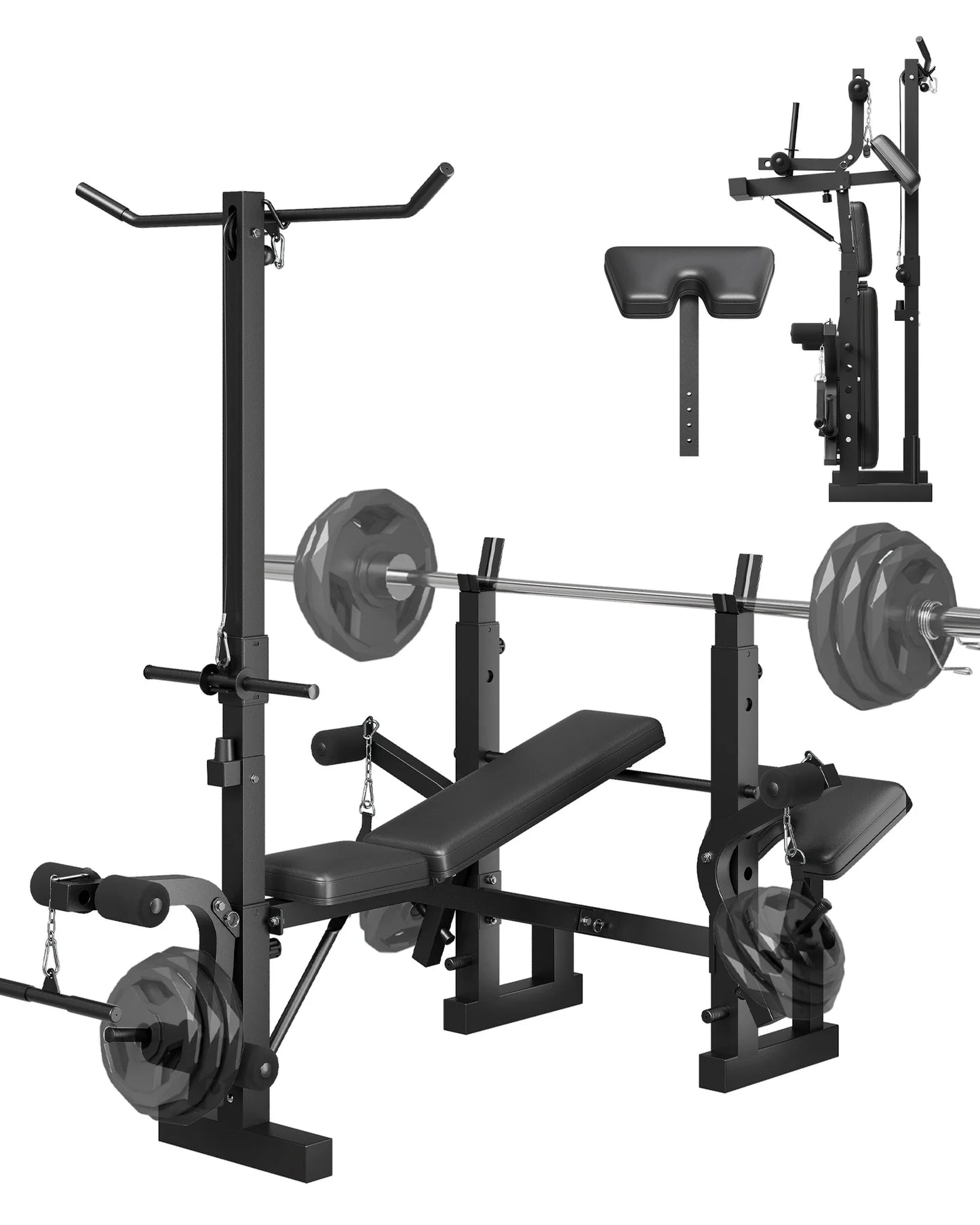 HiMiss Adjustable Weight Bench Set With Leg Developer Rack
