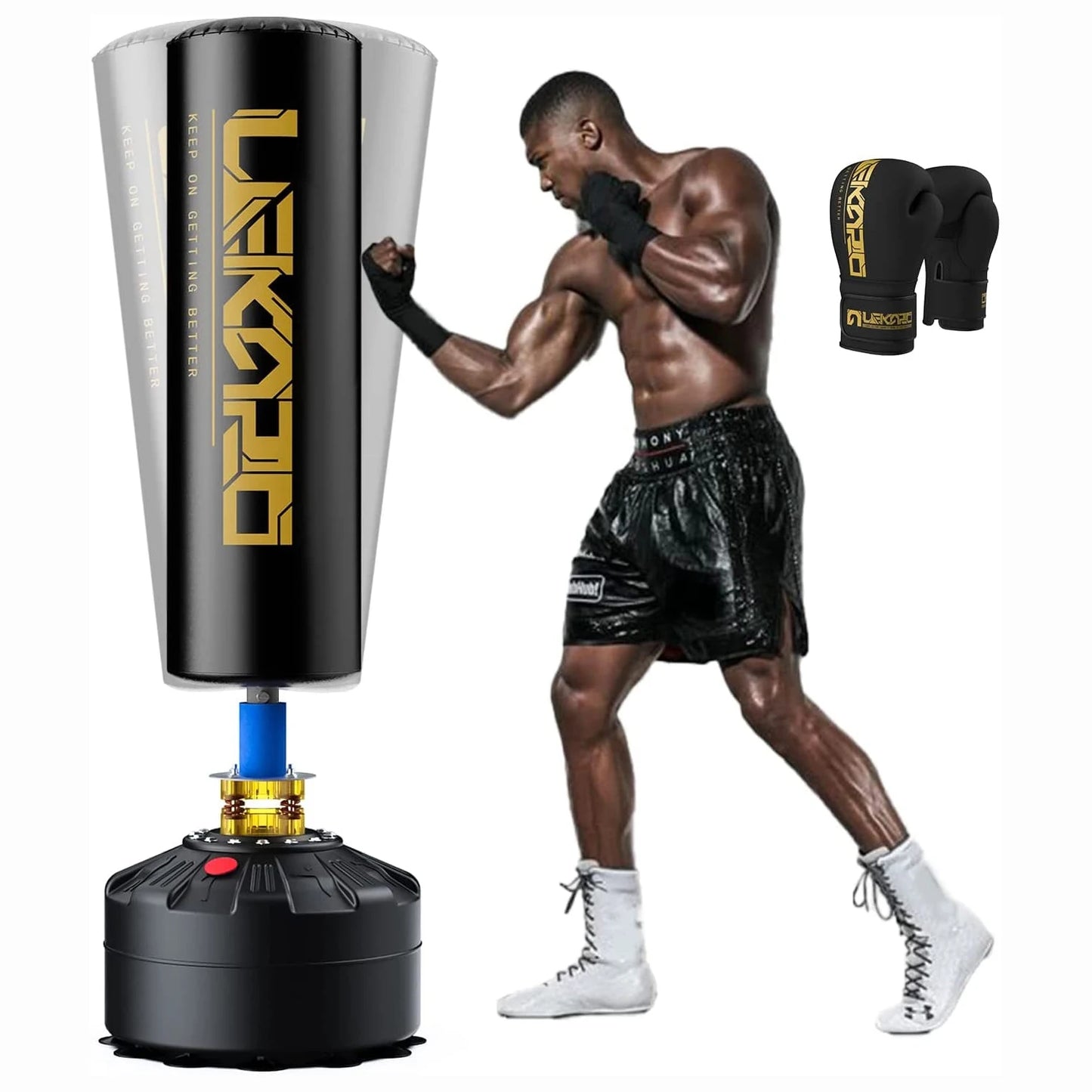 Lekaro Standing Boxing Suction Cup Training Sandbag With Gloves