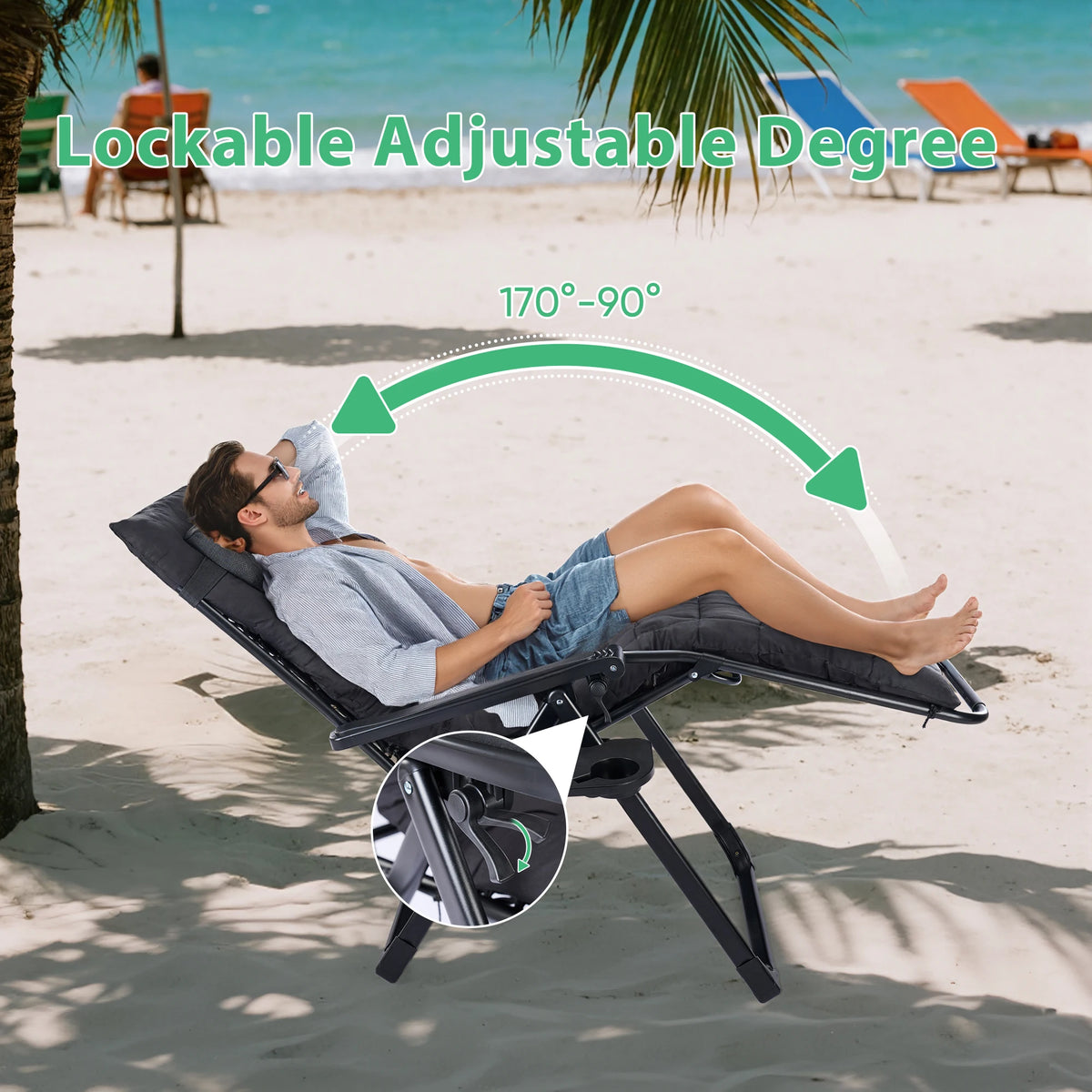 JHK Folding Zero Gravity Recliner Chair With Cup Holders