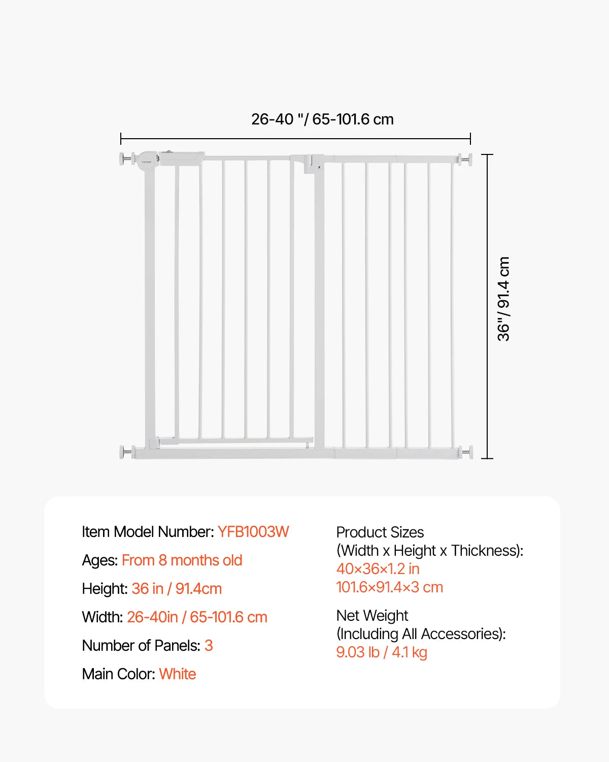 SucceBuy Pressure Mount Baby Pet Safety Gate For Doorways