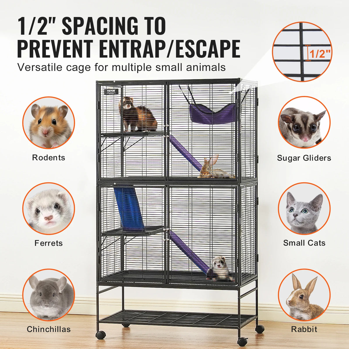 SucceBuy Four Tier Rolling Metal Small Animal Habitat