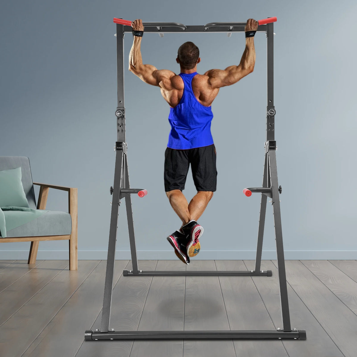 Height Adjustable Free Standing Power Tower With Dip Station