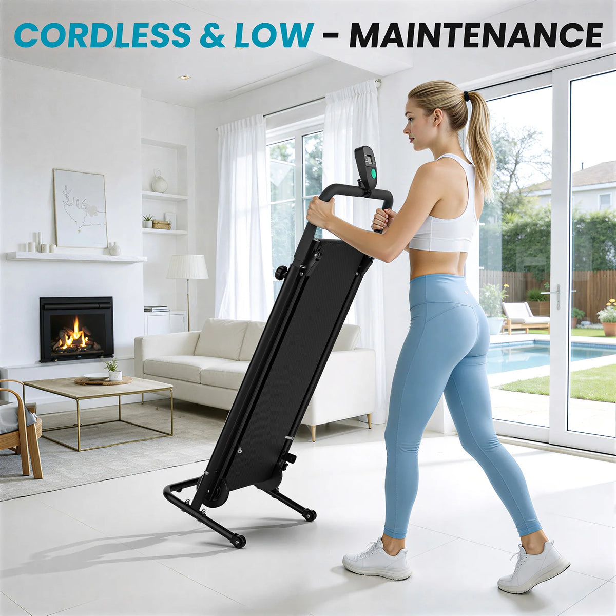 AKLUER Non-Motorized Mechanical Treadmill With Fixed Incline And LCD Monitor