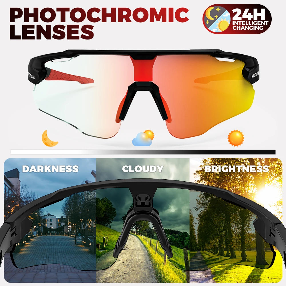 Victgoal Photochromic Cycling Sunglasses With UV400 Eye Protection