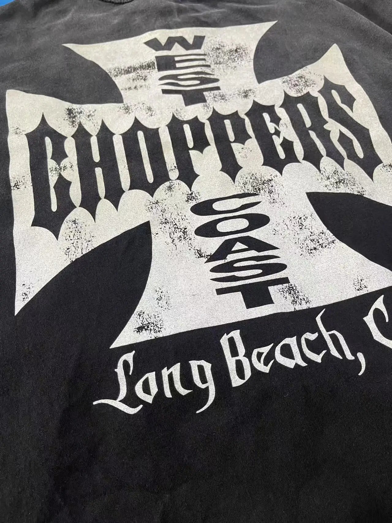 Men West Coast Choppers Cotton Distressed Cross Print Shirt