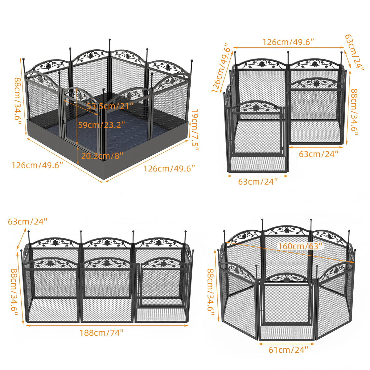 BINGOPAW Heavy Duty Metal Dog Playpen For Indoor Outdoor Use