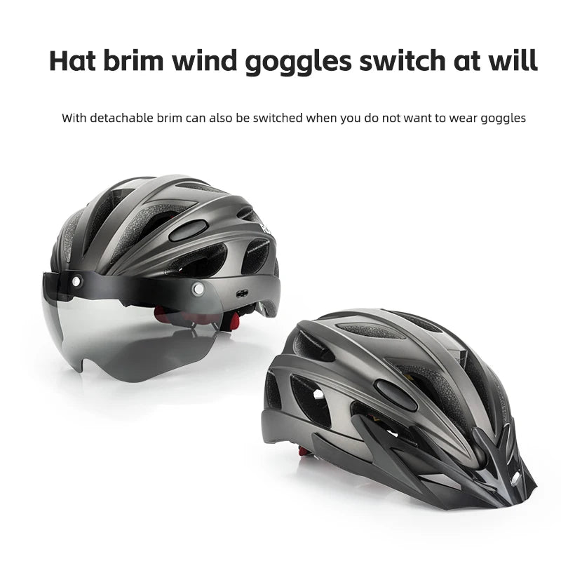 ROCKBROS Cycling Helmet Lightweight Protective Design With Goggles