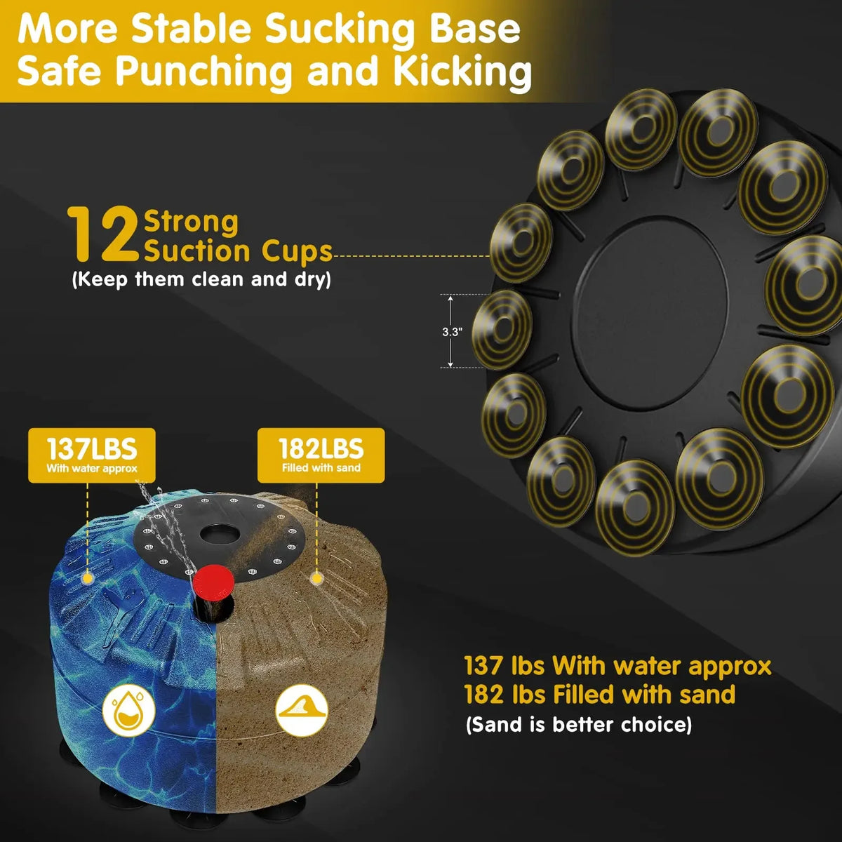 Lekaro Standing Boxing Suction Cup Training Sandbag With Gloves