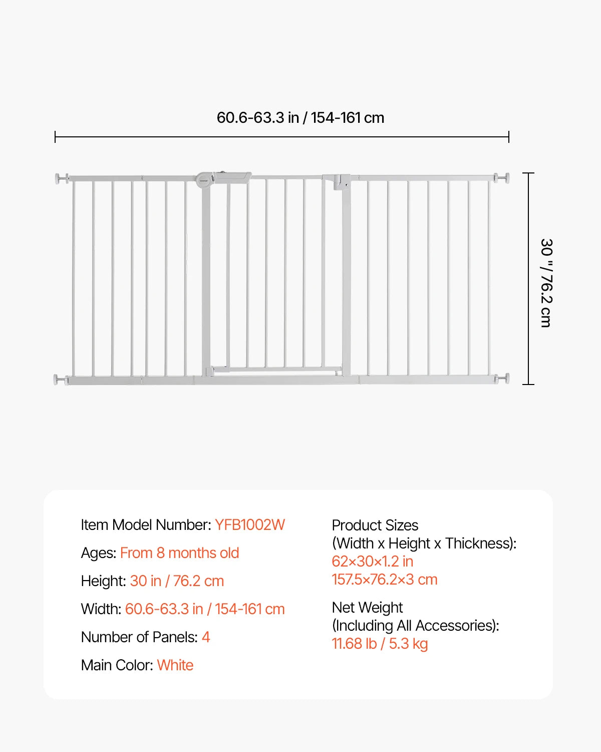 SucceBuy Pressure Mount Baby Pet Safety Gate For Doorways