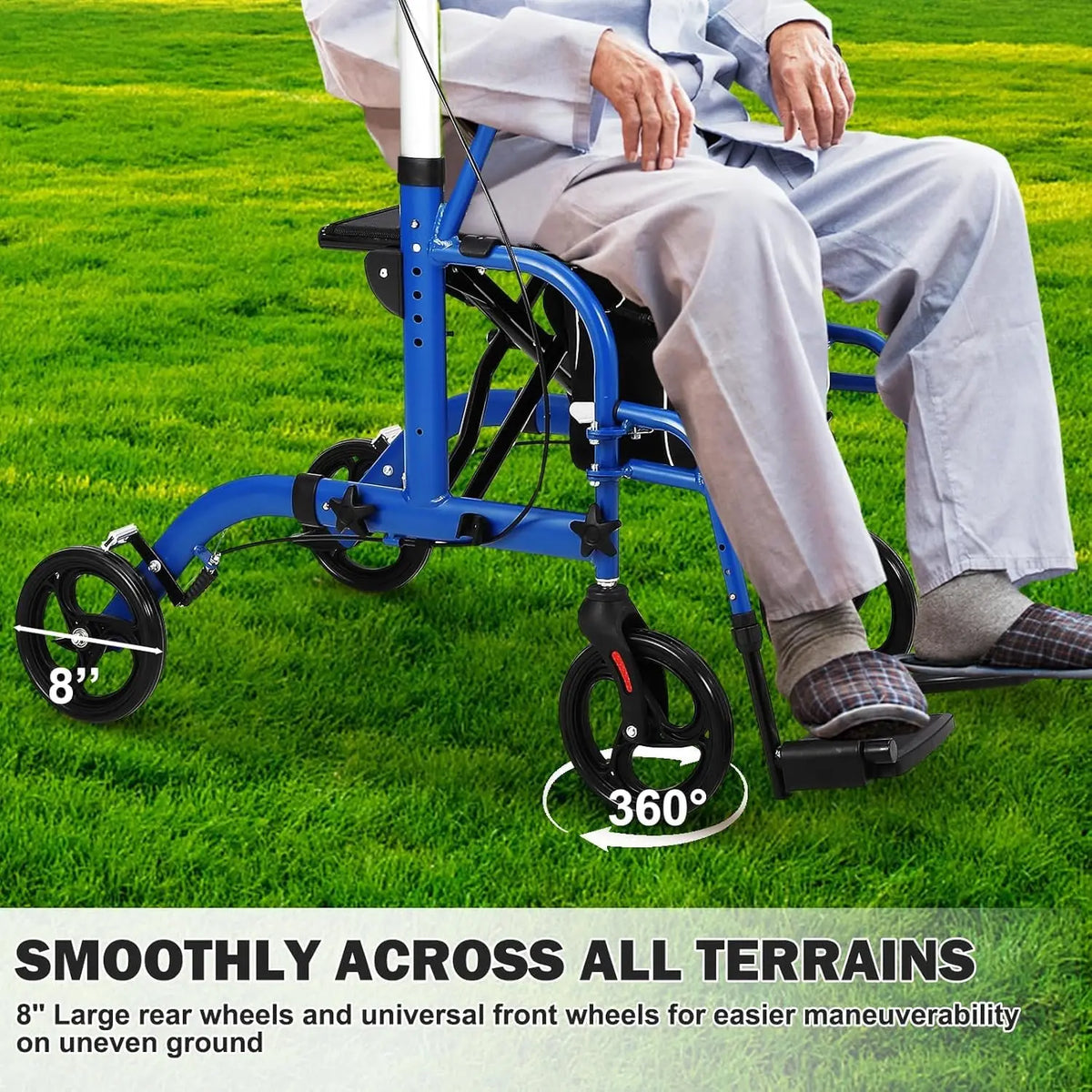 Foldable Aluminum Rollator Walker With Seat And Backrest For Seniors