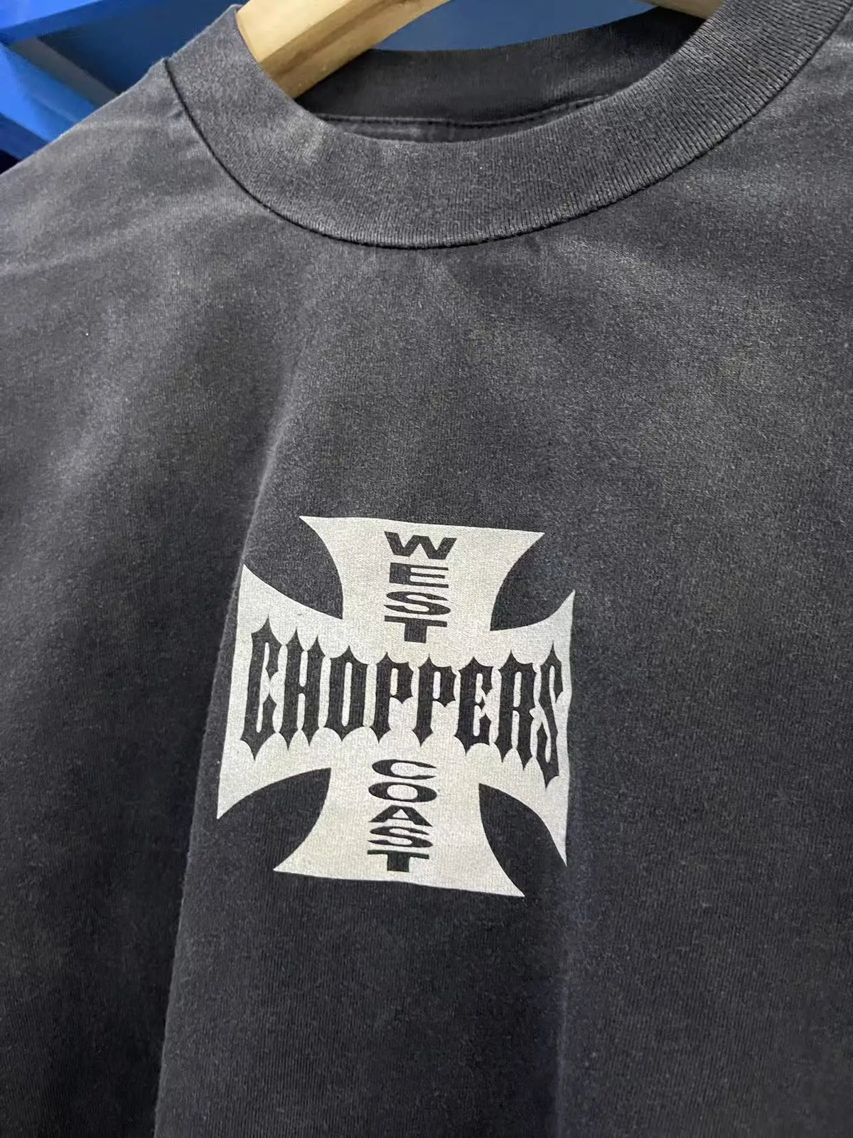 Men West Coast Choppers Cotton Distressed Cross Print Shirt