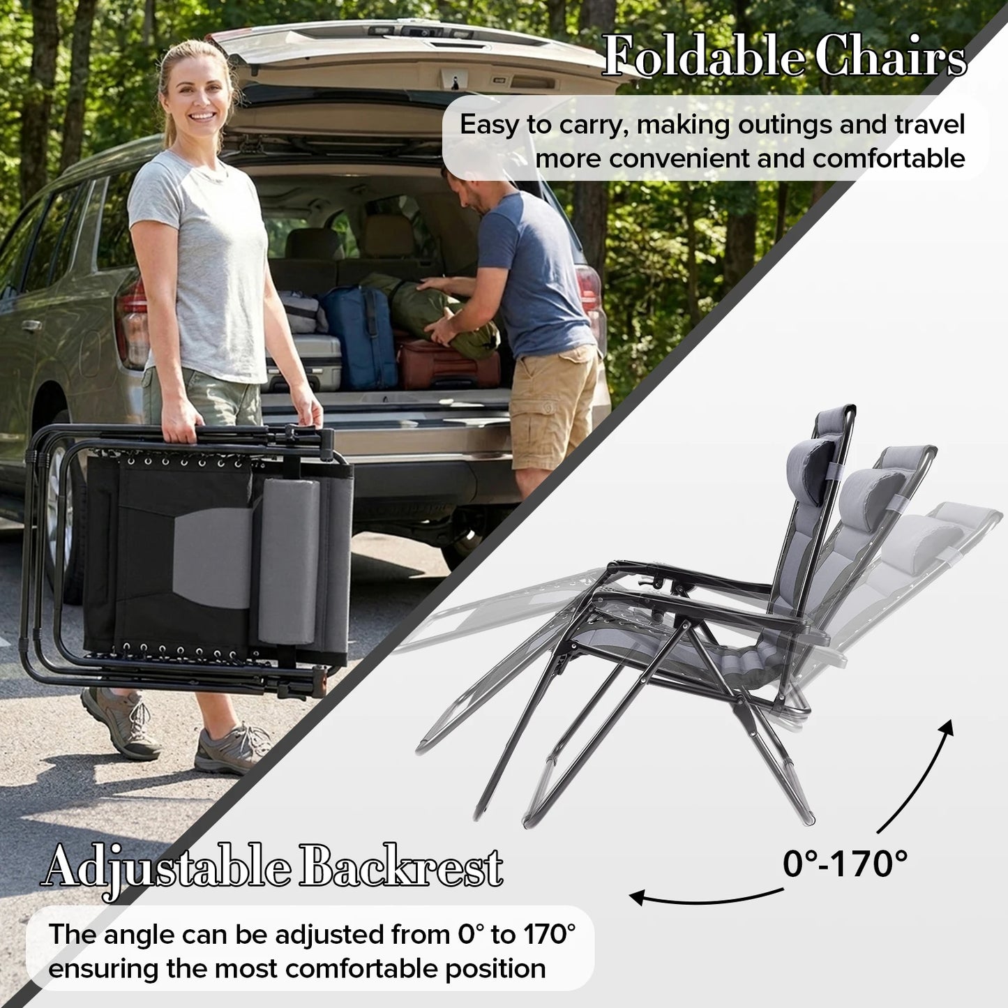 JHK Zero Gravity Foldable Reclining Patio Lounge Chair