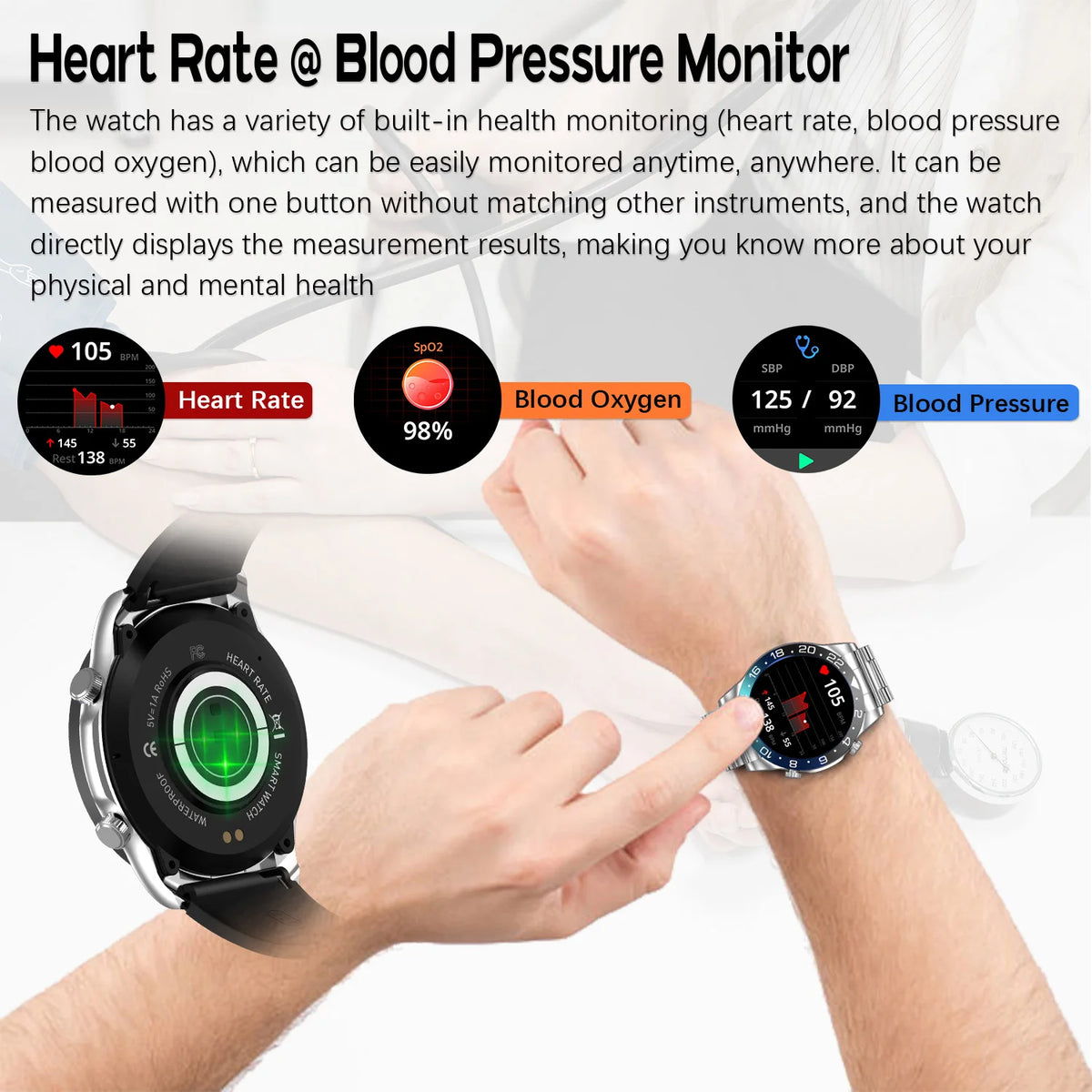 Mens Smartwatch Bluetooth Calling Fitness Tracker With Heart Rate Monitor