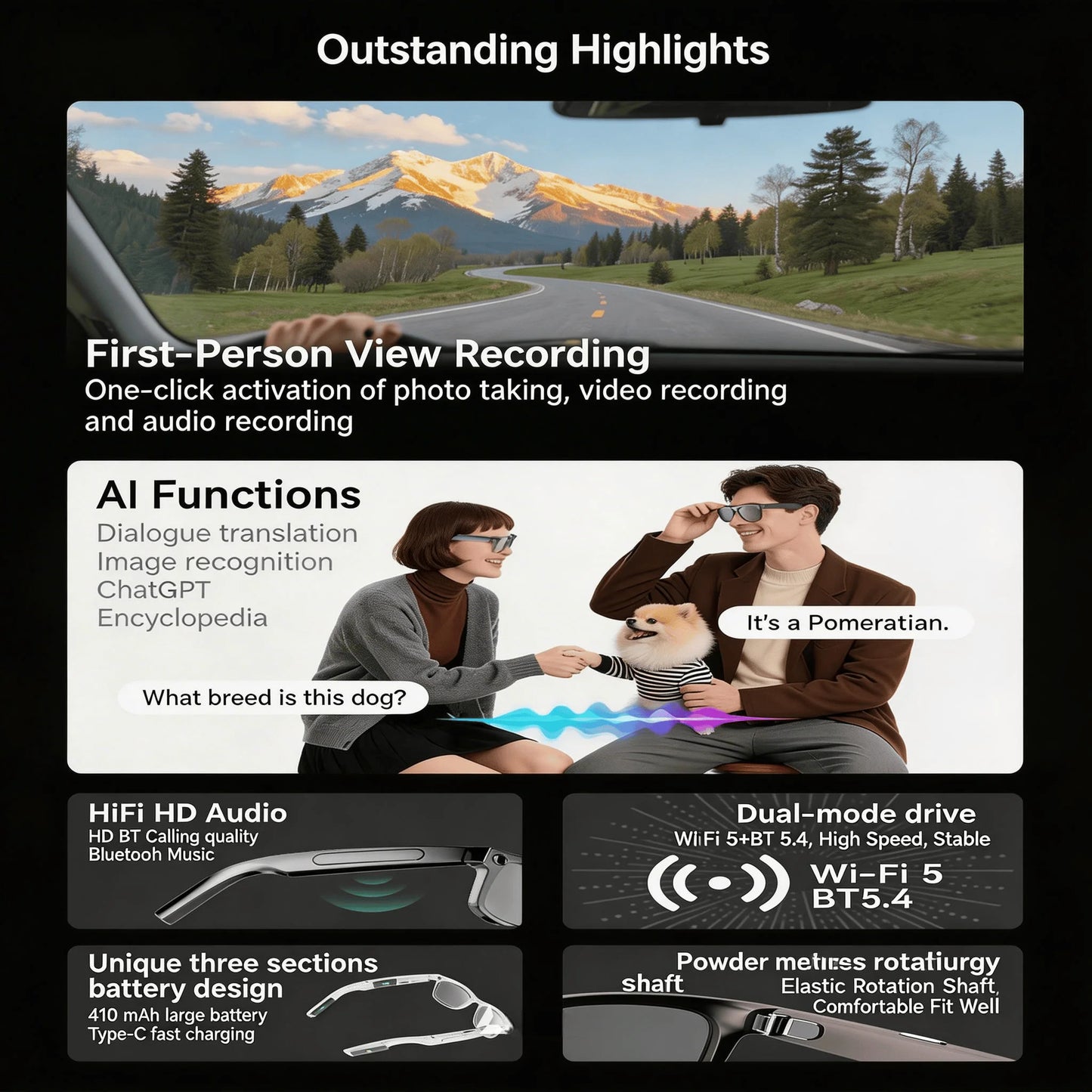 W&O AI Smart Video Glasses With Real Time Translation