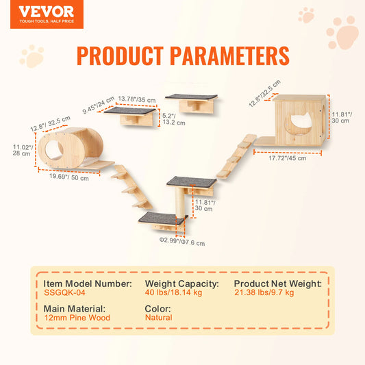Succebuy Double Wall Mounted Cat Shelves With Perches And Hammocks