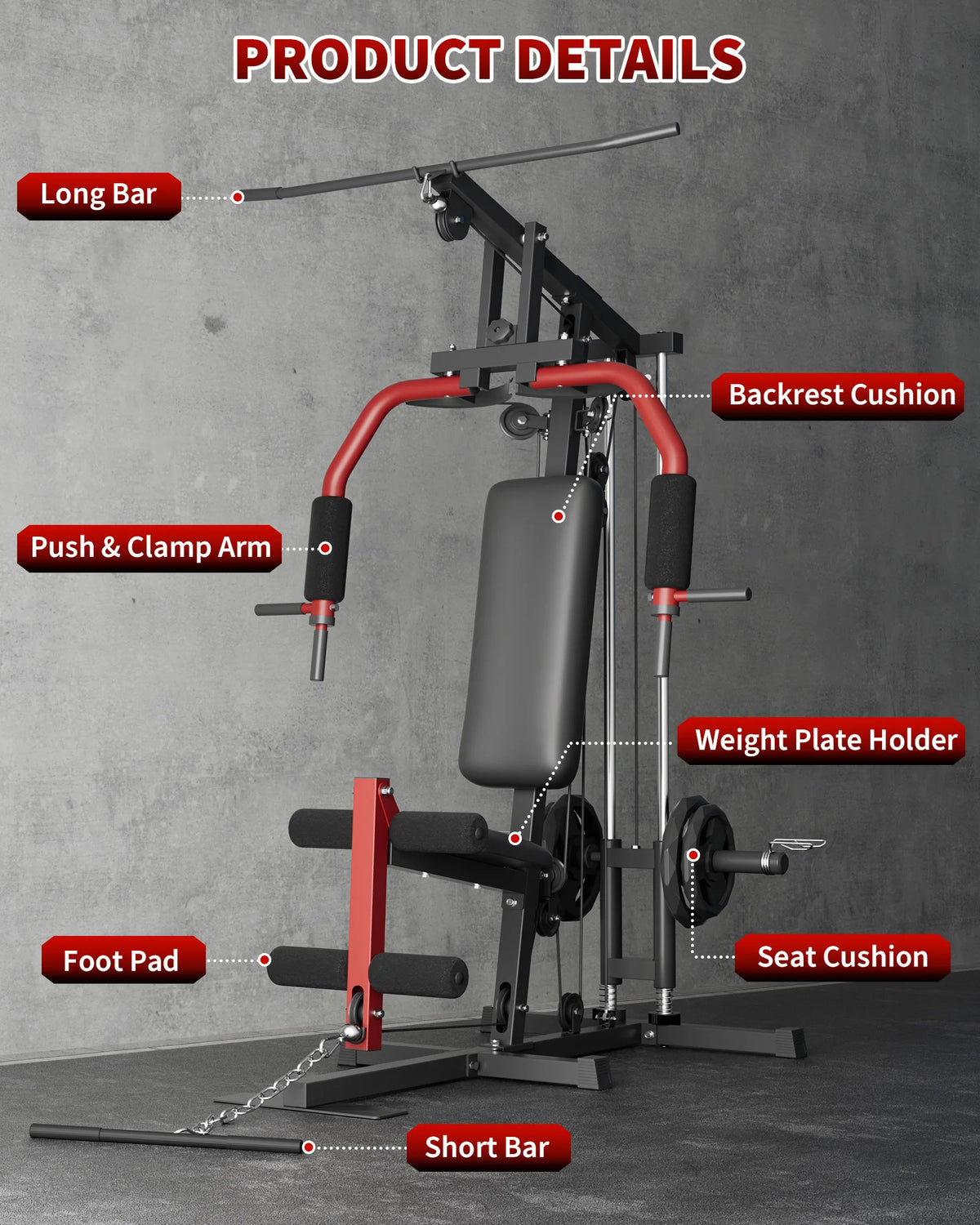 HiMISS 5-In-1 Home Gym Lat Pulldown Chest Press Exercise Machine