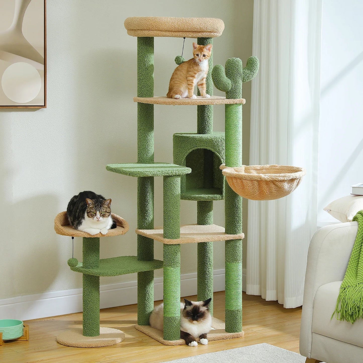 Pequulti Multilevel Cat Tower With Hammock And Scratching Post