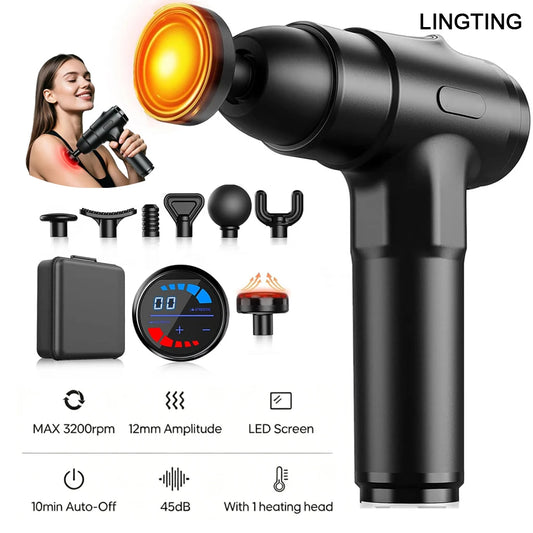 Lingteng Heating Percussion Massage Gun For Deep Tissue Relief