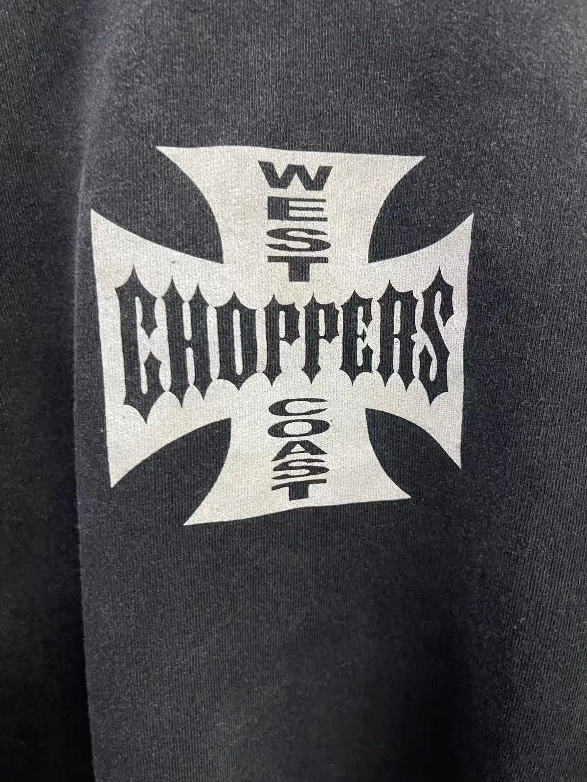 Men West Coast Choppers Cotton Distressed Cross Print Shirt