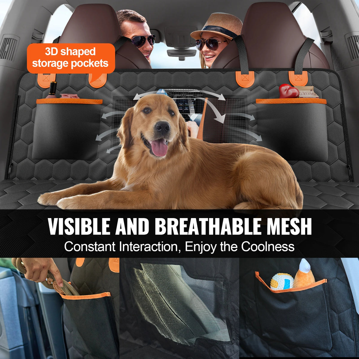 SucceBuy Back Seat Extender Dog Seat Cover With Mesh Window