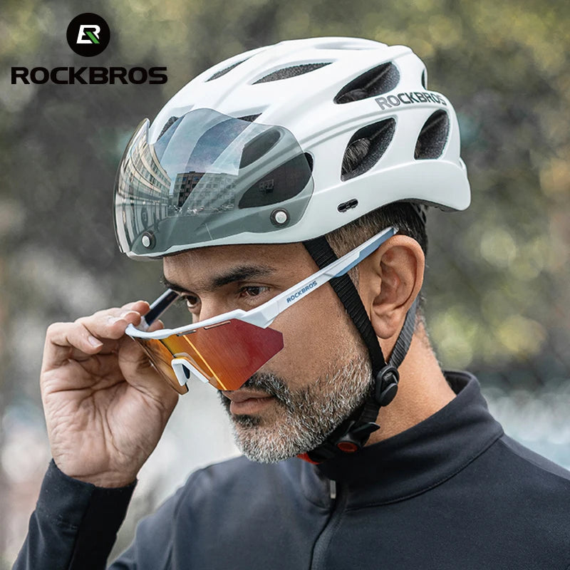 ROCKBROS Cycling Helmet Lightweight Protective Design With Goggles