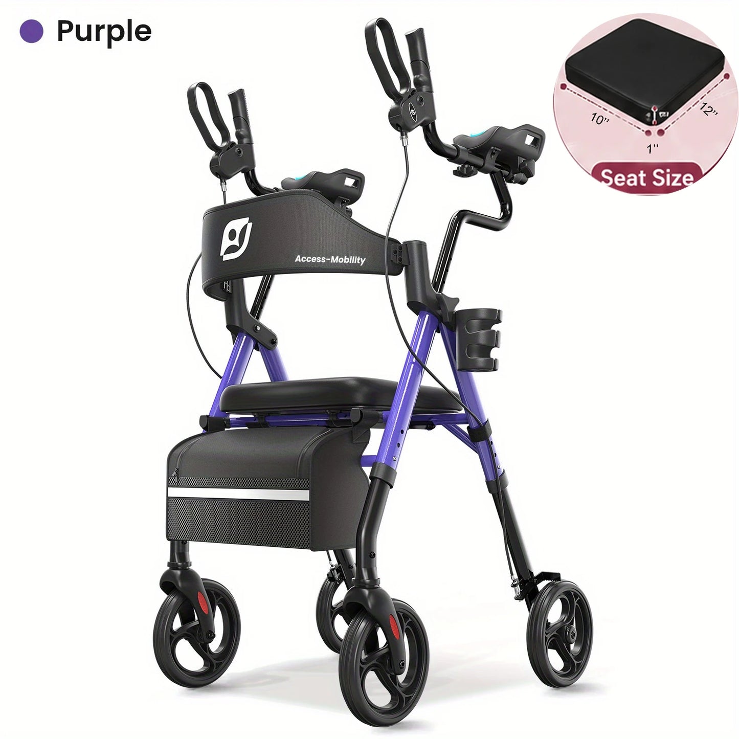 Maidesite Foldable Upright Walker With Padded Seat And Backrest