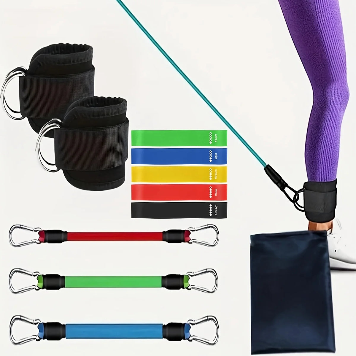 Home Gym Resistance Bands Leg Hip Toning Exercise Set