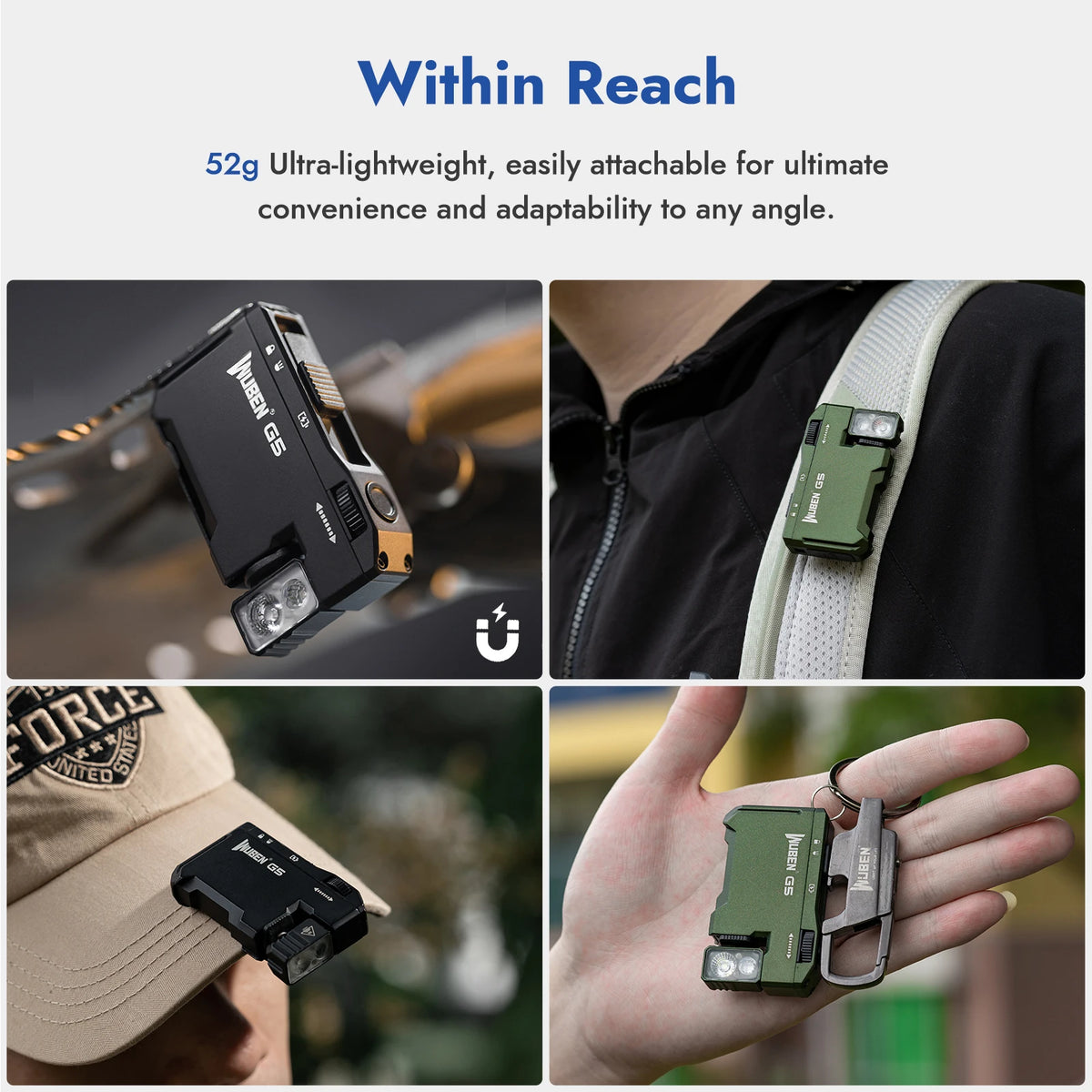 WUBEN G5 Magnetic USB Rechargeable EDC Keychain Flashlight