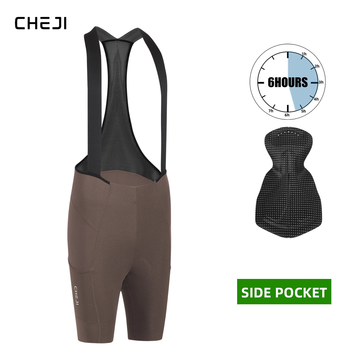 Cheji Men Cycling Bib Shorts Seamless Quick Drying Breathable Fabric