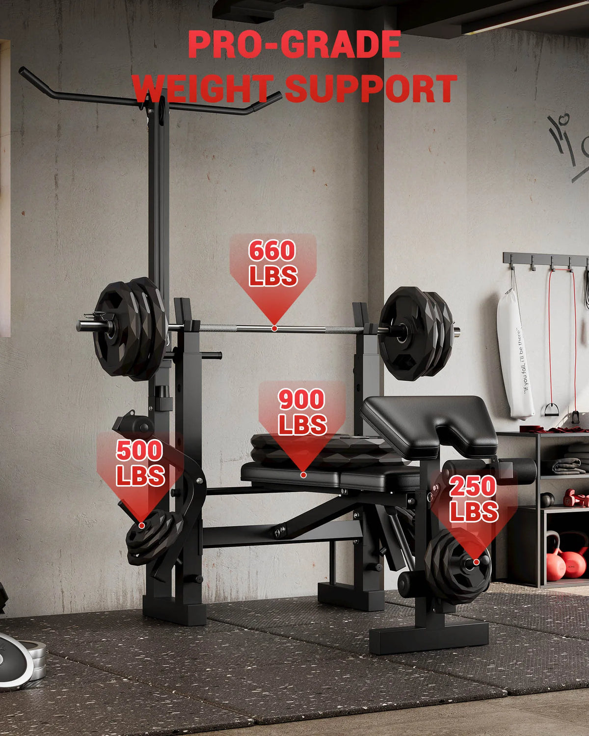HiMiss Adjustable Weight Bench Set With Leg Developer Rack