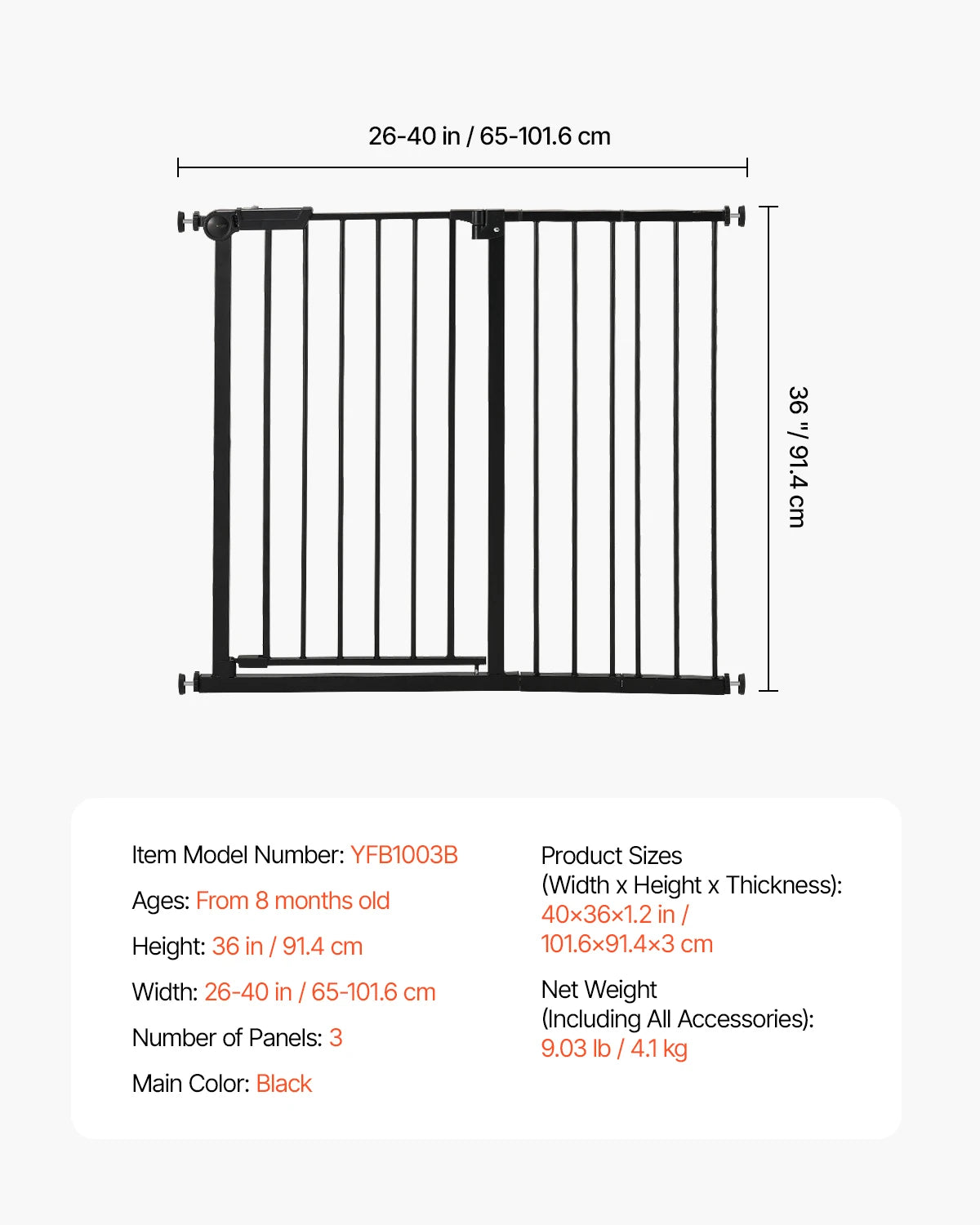 SucceBuy Pressure Mount Baby Pet Safety Gate For Doorways
