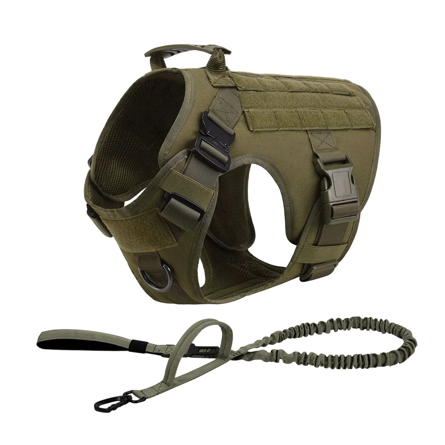 Tactical Padded Dog Harness With Molle Pouches And Quick Buckle