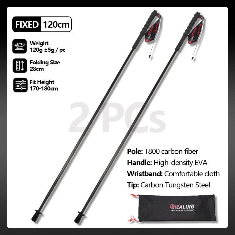 OKHEALING Carbon Fiber Foldable Trekking Poles For Hiking and Travel