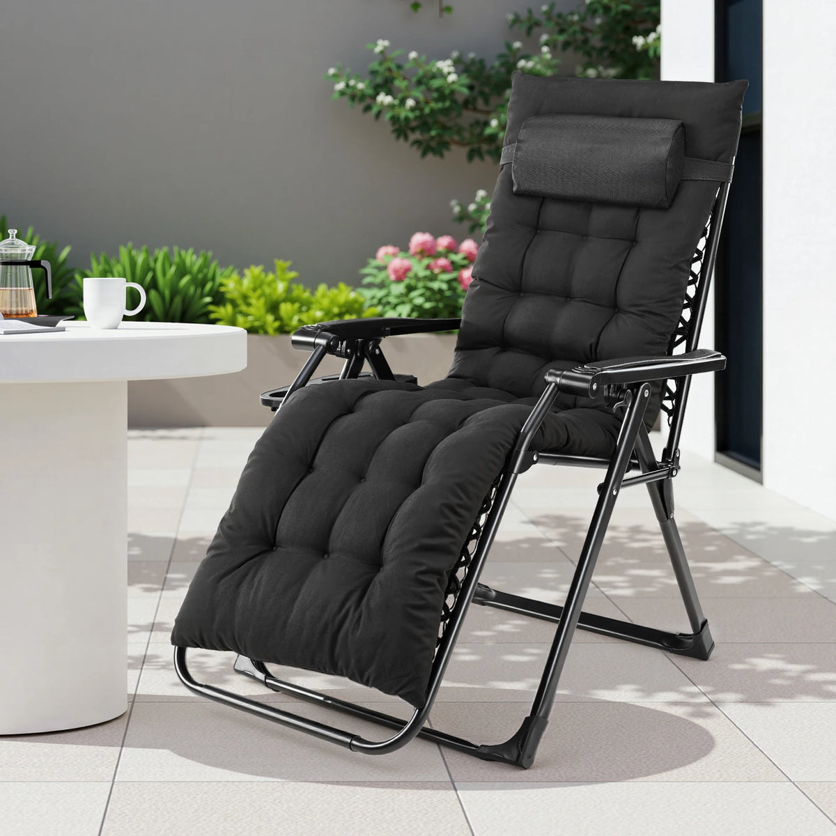 JHK Folding Zero Gravity Recliner Chair With Cup Holders