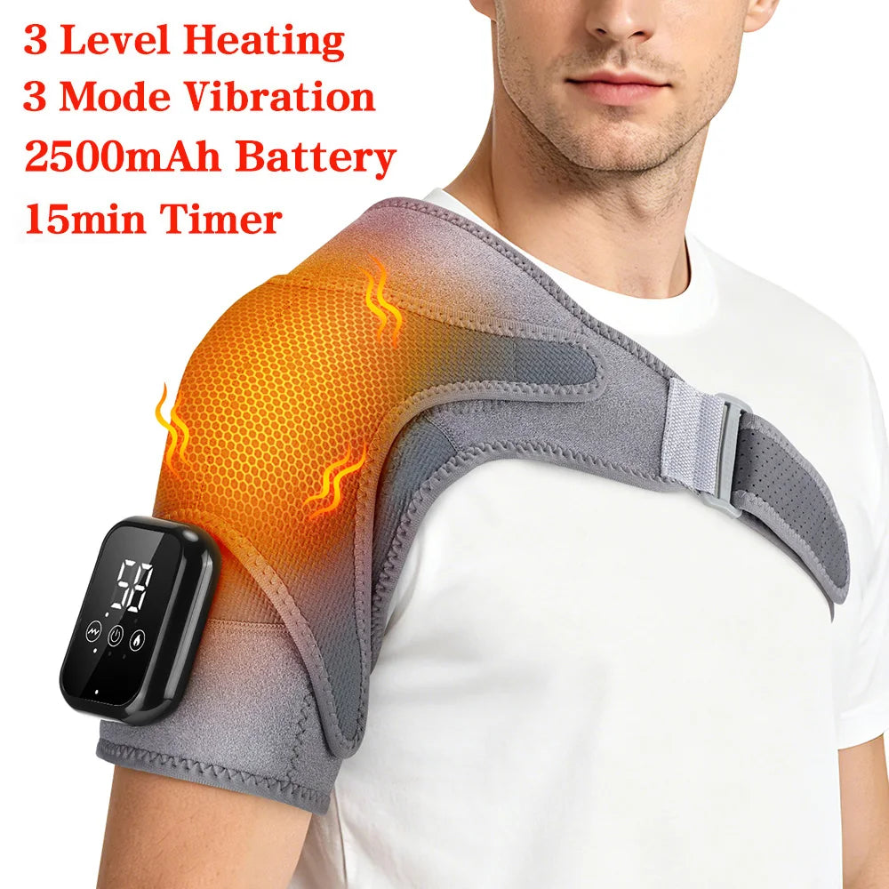 Hailicare Adjustable Heated Vibration Shoulder Brace Support
