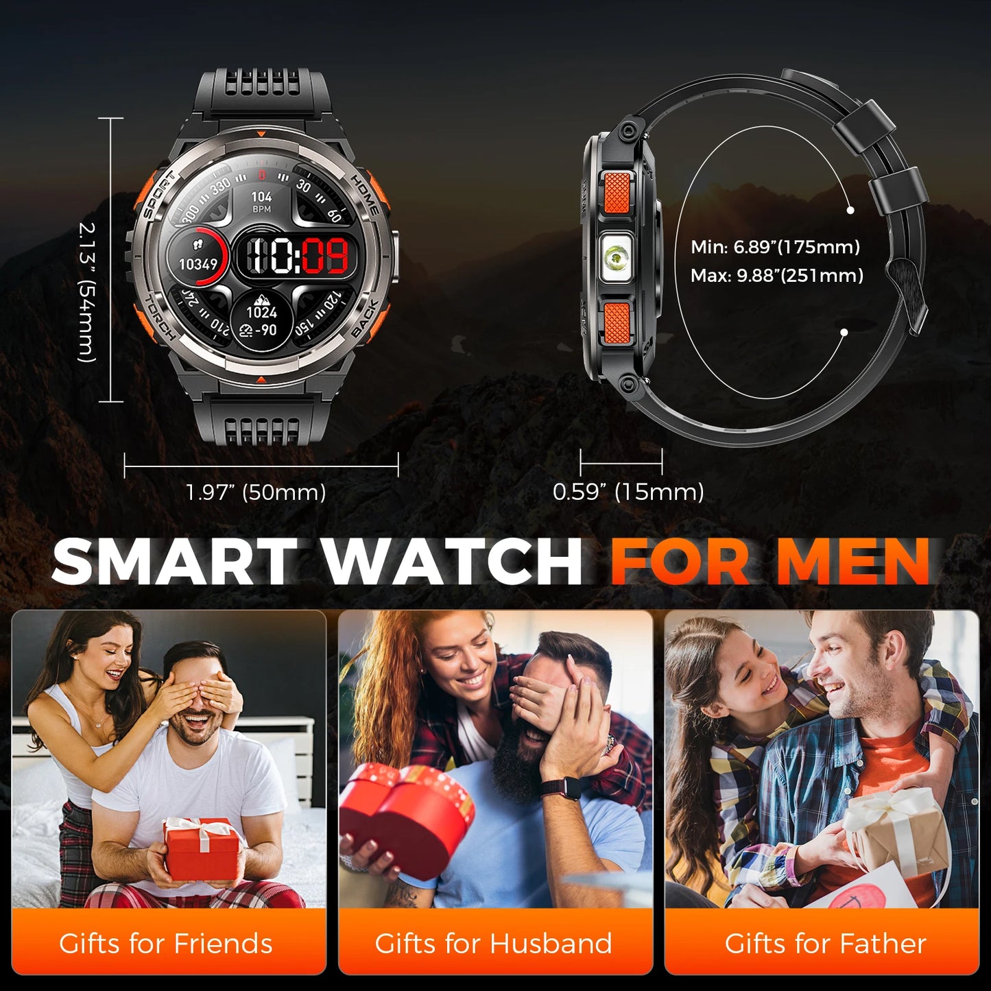 EIGIIS KE5 Rugged Smart Watch With Flashlight And Waterproof Design