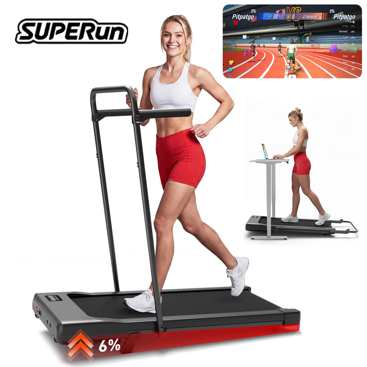 Superun Folding Incline Treadmill For Quiet Home Workouts