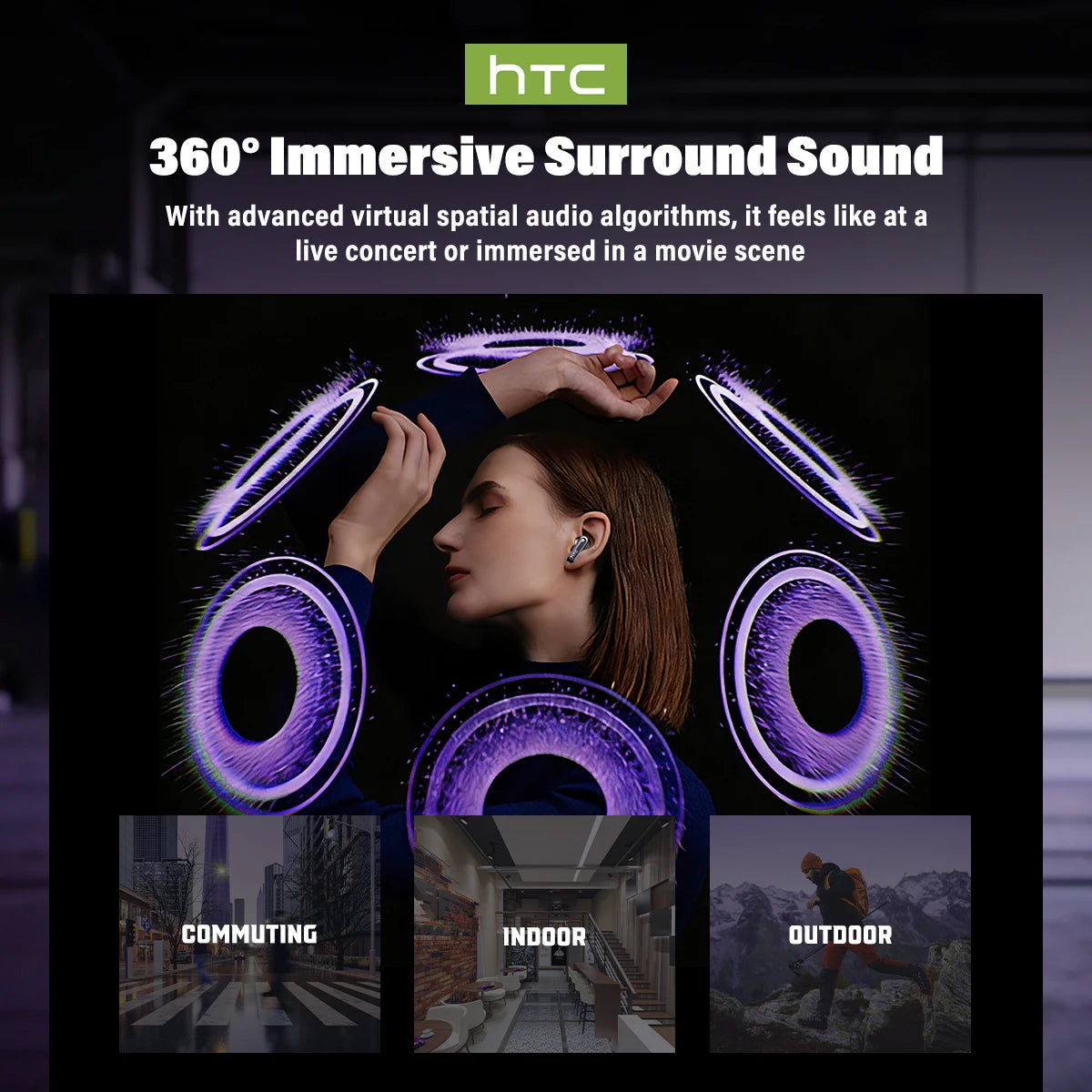 HTC NE70 Wireless Earbuds Active Noise Cancellation 30H Battery LCD