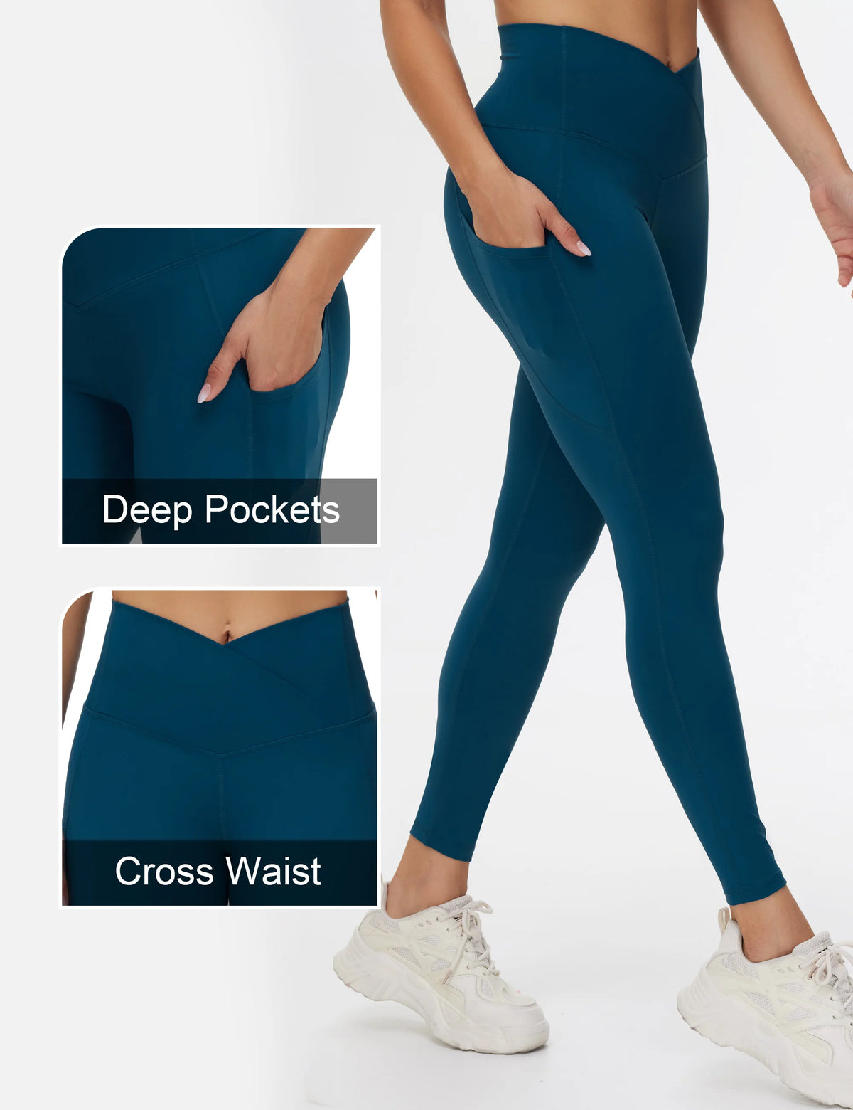 The Gym People Women Cross Waist Tummy Control Yoga Leggings