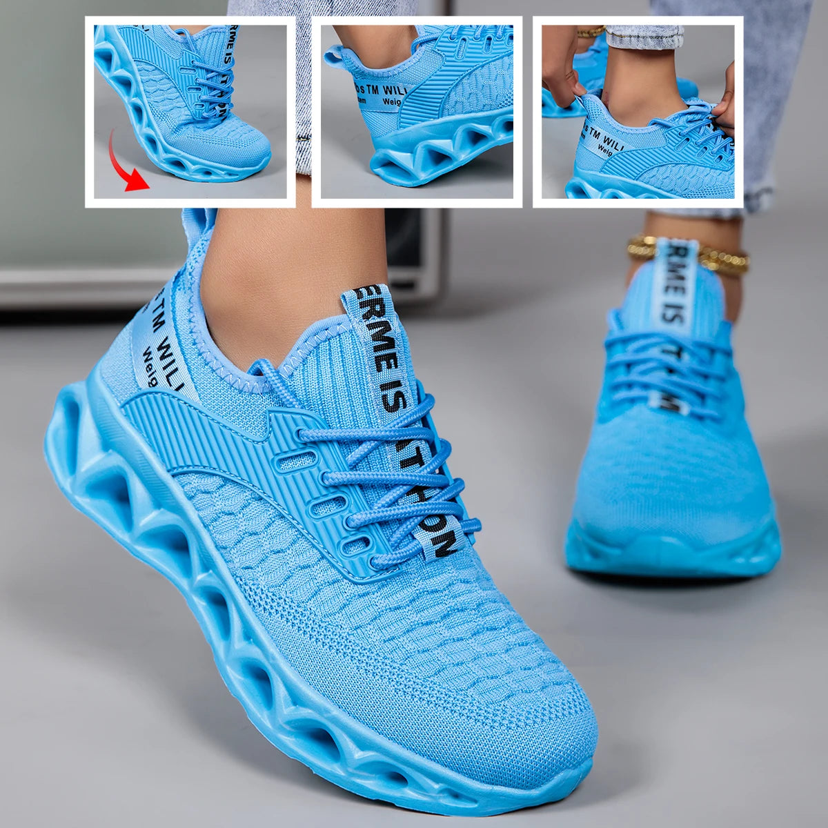 Breathable Women Running Sneakers Featuring Lightweight Blade Sole Design