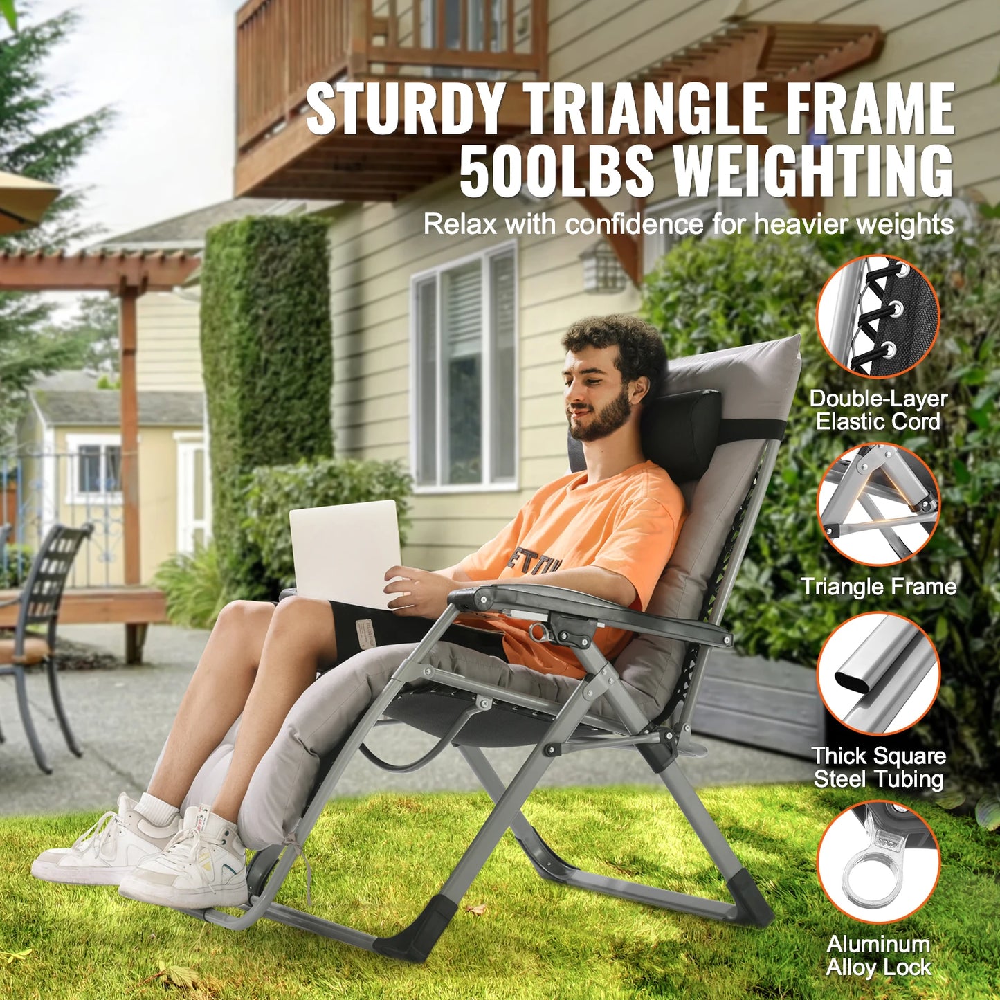 SucceBuy Zero Gravity Adjustable Recliner Lounge Chair With Cup Holder
