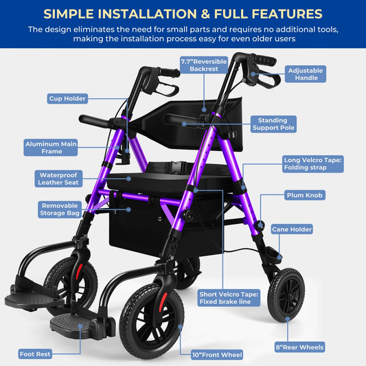 Lightweight 2 In 1 Adjustable Walker Wheelchair Combo With Brakes